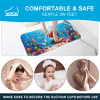 XIYUNTE Baby Bath Mat for Tub Non Slip Kids Bath Mat - 40''x16'' Extra Long Cartoon Bathtub Mat Non Slip Kids Shower Mat Eco-Friendly Toddler Bath Mats with Suction Cups, Machine Washable, Mermaid