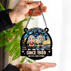 Wrappiness Love You Forever Personalized Suncatcher - Annoying Each Other Since Couple Custom Gift with Hanging Chain for Wife and Husband, Anniversary Valentines Birthday Gift for Him Her Spouses