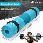 NEALFIT Barbell Pad Squat Pad for Squats���Squat Bar Pad���Great for Weightlifting,Lunges and Hip Thrusts���Foam Sponge Pad���Fit Standard and Olympic Bars Perfectly (Cyan)