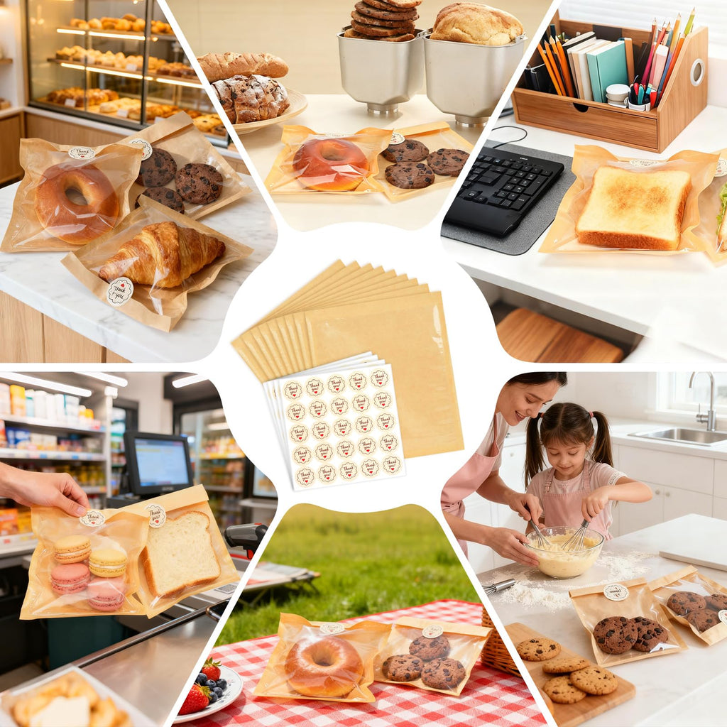 100Pcs Cookie Bags with Seal, Premium Cookie Packaging Bag SFIUYLB