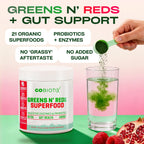 GOBIOTIX Super Greens Powder with Organic Spirulina - Superfood Supplement with Fruit Blend, Probiotics and Enzymes for Digestive Health - Vegan, Non-GMO - 30 Servings (Pomegranate Raspberry - 3 Pack)