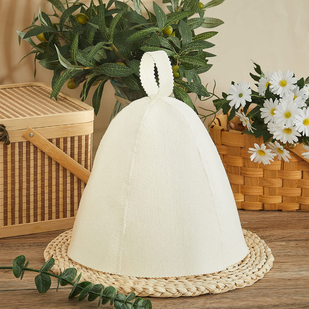 JaGely Sauna Hat for Men Women Sauna Hat Vaporarium Cap Russian Banya Cap for Bath House Accessories(Gray, White,4 Pieces)
