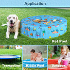 Docuwee Round Pool Cover 63"(5 Ft), Foldable Kiddie Solar Cover Fit Dog Swimming Pool, Pets Kids Bath Tub, Anti-UV Dustproof Safety Pool Cover with Summer Beach Patterns