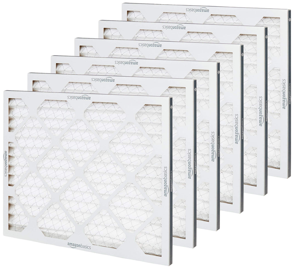Amazon Basics 16x20x1 Air Filter 6-Pack, MERV 8 AC Furnace Filters, Allergen Control , Removes Dust, Lint and Pollen, Electrostatic (Actual Size: 15.75" x 19.75" x 0.75")