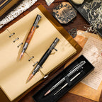 Crtiin 3 Sets Bolt Bullet Pens for Men, Wood Gray Black