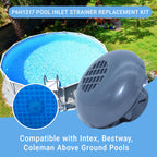 P6H1317 Pool Inlet Strainer Replacement Kit Compatible with Intex, Bestway, Coleman Above Ground Pools - Threaded Inlet Valve Filter Attachment for 1.5” (33mm) Pool Fittings