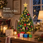 Small Mini Christmas Tree with Lights, 2 Ft Little Table Top Christmas Tree