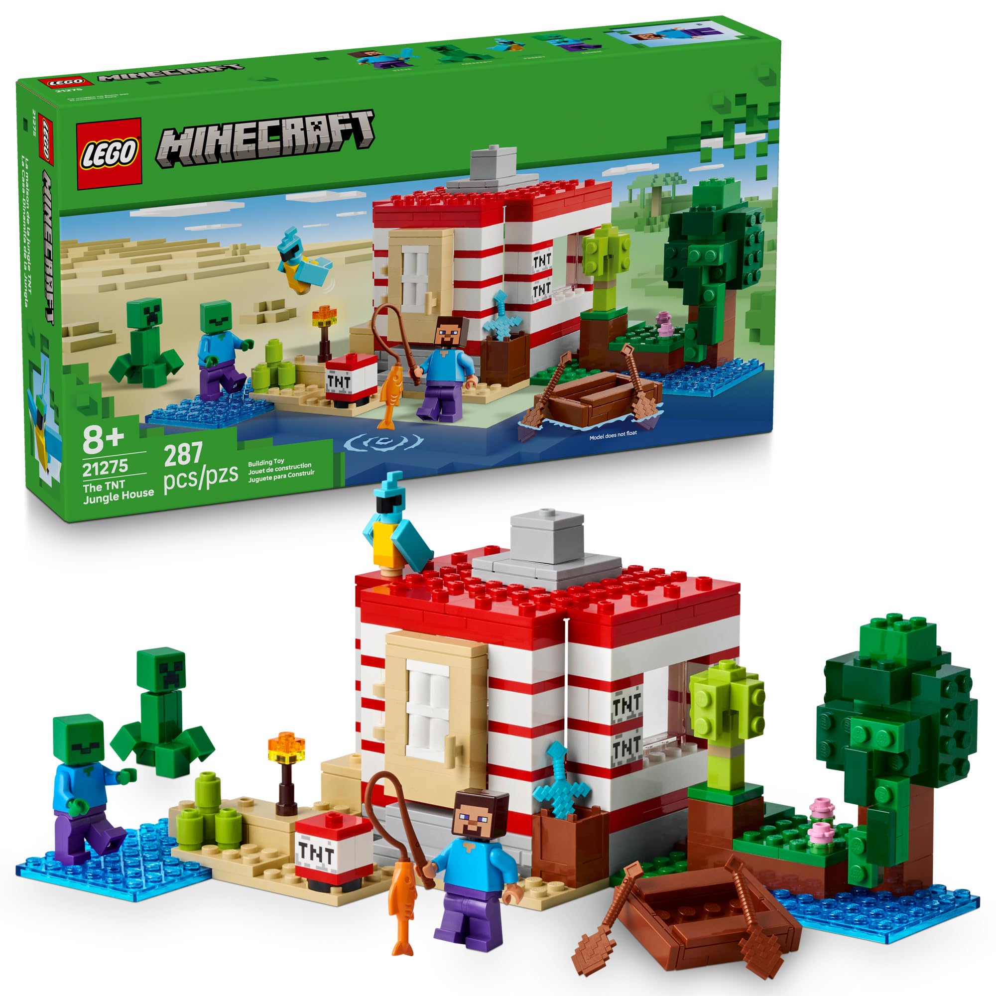 LEGO Minecraft The TNT Jungle House Kids Toy for Pretend Play - Collectible Minecraft Toy - Building Set for Boys and Girls 8+ - Gift Idea for Birthdays and Video Game Fans - 21275