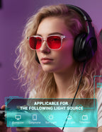 TIJN Blue Light Blocking Glasses for Men Women - Red Light Glasses for Computer Gaming - Dual AR Coating Lens - Screen Fatigue & UV Protection - 2 Pack