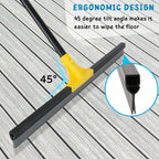Floor Squeegee for Concrete and Tile Cleaning, 24'' Rubber Wiper Broom, Large Heavy Duty Water Scraper with 60'' Long Handle for Garage, Deck, Bathroom, Shower Glass, Window