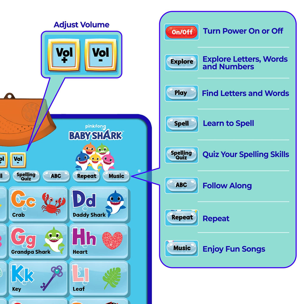 Baby Shark Alphabet & Number Learning Toys by Pinkfong, Educational Toddler Gift Set for Ages 1-3, Musical Mat, ABC Poster, Room Decor, Activities & Games, Baby Shark Toys for Boys & Girls Ages 2-4