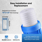 PUREPLUS 5 Micron 10 x 4.5 Whole House String Wound Sediment Filter for Well Water, Replacement Cartridge for 84637, WPX5BB97P, PC10, 355214-45, 355215-45, WP10BB97P, WP5BB97P, 4Pack
