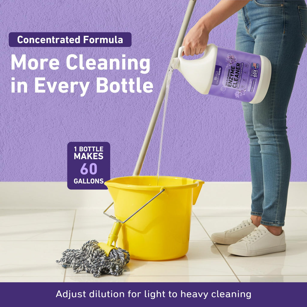 Creative Scents Multipurpose Enzyme Cleaner & Odor Remover | Super Concentrated for Floor, Carpet, Drain | Pet Urine Odor Eliminator | Cleaner for Cat Urine & Dog Poop | 1 Gallon - Calming Lavender
