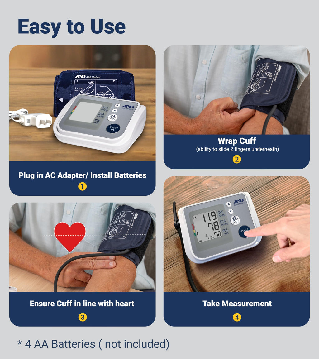 A&D Medical Multi-User Blood Pressure Monitor for Home Use UA-767FAC – Wide Range Cuff (8.6-16.5” / 22-42cm), Easy to Use, Adult Upper Arm, 60 Readings Per User (4 Users), AC Adapter, FSA/HSA Eligible
