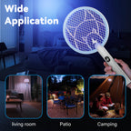 Nymrix Electric Fly Swatter 4100V Dual Mode Bug Zapper Racket（Blue,1-Pack）