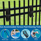 codree 4 Pcs Pool Fence Hooks for Pool Equipment, Black Heavy Duty Fence Hooks for Pool Poles, Slipe-on Fences Hanger for Pools Hose Pools Skimmer, Fit 3/4 Inch to 1-1/4 inch Railing