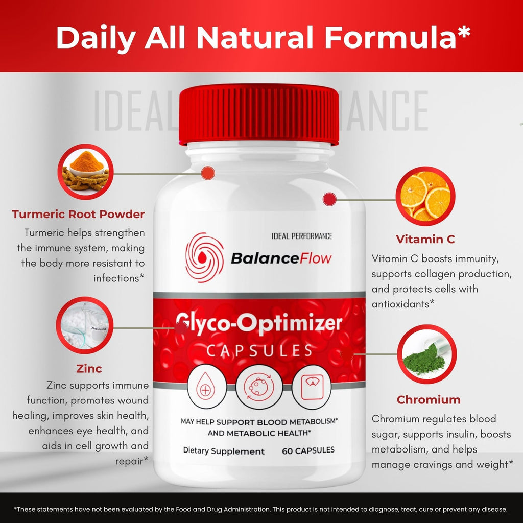 Balance Flow Glyco Optimizer Supplement Capsules, BalanceFlow Health & Wellness Support Pills - Maximum Strength, Balance Flo All Natural Advanced Formula, BalanceFlo Pills Reviews (2 Pack)