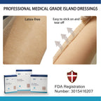 JJZEN KEAR 4"X6" 20 PCS Extra Large Sterile Nude Island Dressing Bandage for Wound - Self-Adhesive Boarded Gauze Pads - Latex Free - Medical Grade (Nude, 4"X6"-20PCS)