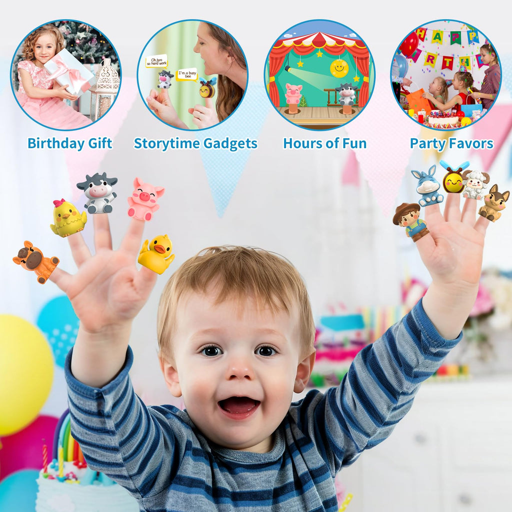 Oriate Animal Farm Finger Puppets, 10Pcs Bath Finger Toys for Toddlers 1-3