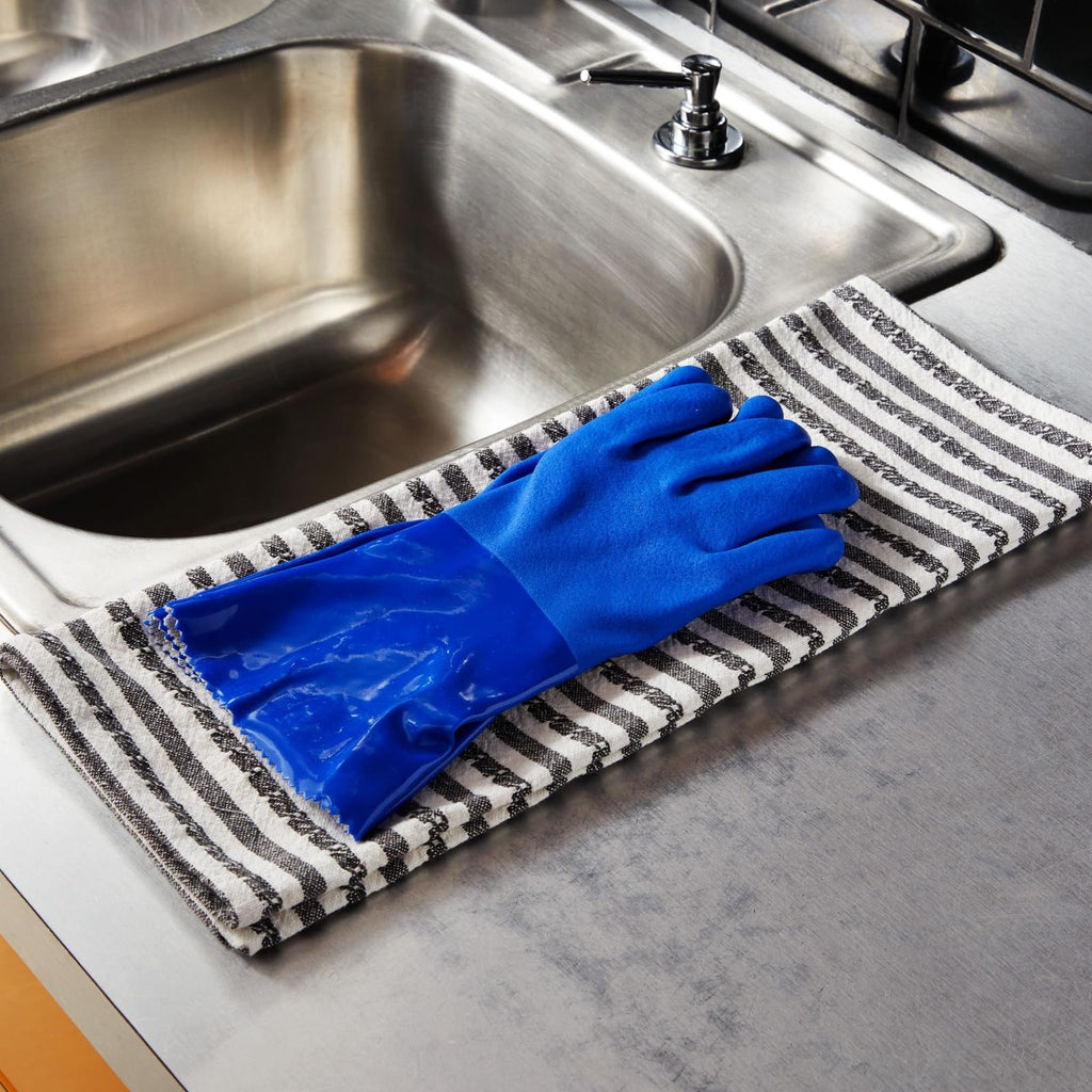 Juvale Rubber Dishwashing Gloves - Heavy Duty Rubber Gloves for Cleaning - Waterproof Kitchen Protection for Women - Cotton-Lined Grip Design - Large, Pack of 2, Blue