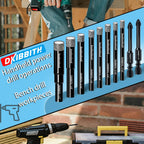 DKIBBITH 10 Pack Dry Diamond Drill Bits & Tile Drill Bit Set for Ceramic, Porcelain, Marble, Granite, Stone, Glass - Round Shank 3/16"(x2), 1/4"(x3), 5/16", 3/8", 1/2"+2 Pack Drill Bits 1/4"