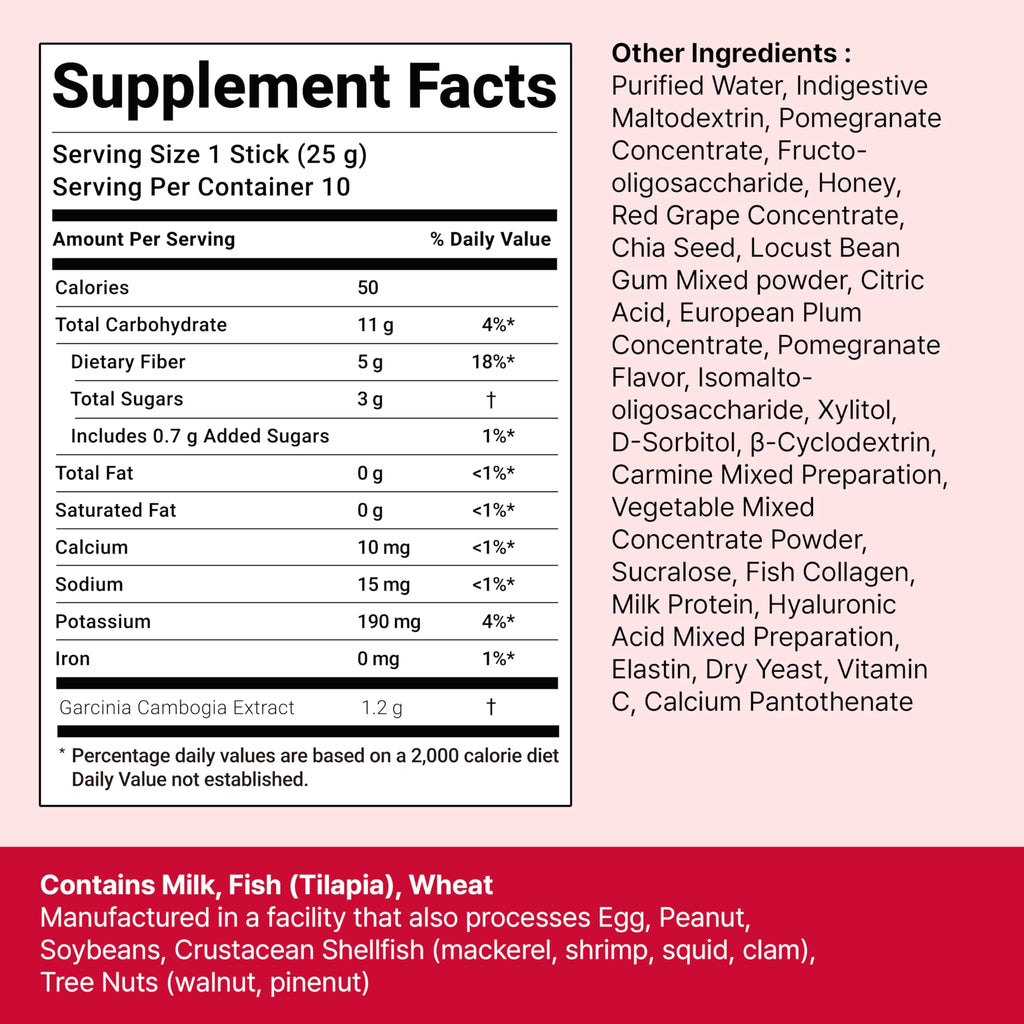 FOODOLOGY Coleology Cutting Stick Jelly – Appetite Suppressant, Chia Seeds, Garcinia Cambogia HCA, Korean Dietary Supplement with Collagen (20 Counts, Pomegranate)
