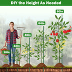 Tegarbed Garden Stakes 40 Pack, 16 Inch Plastic Coated Metal Tomato Stakes, DIY 4ft 5ft 6ft 7ft Plant Support Stakes with 28 Connectors 28 Rotatable Clips 28 Plant Clips for Indoor Outdoor Vegetables
