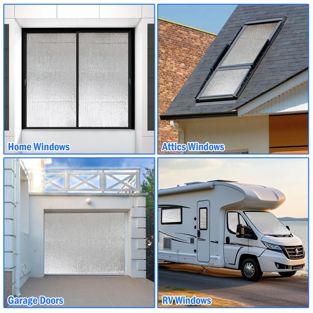 YoleShy Double Reflective Insulation 24 in X 20 FT RV Window Insulation for Summer Heat Reflective Window Film for Roof, Car, Garage Doors