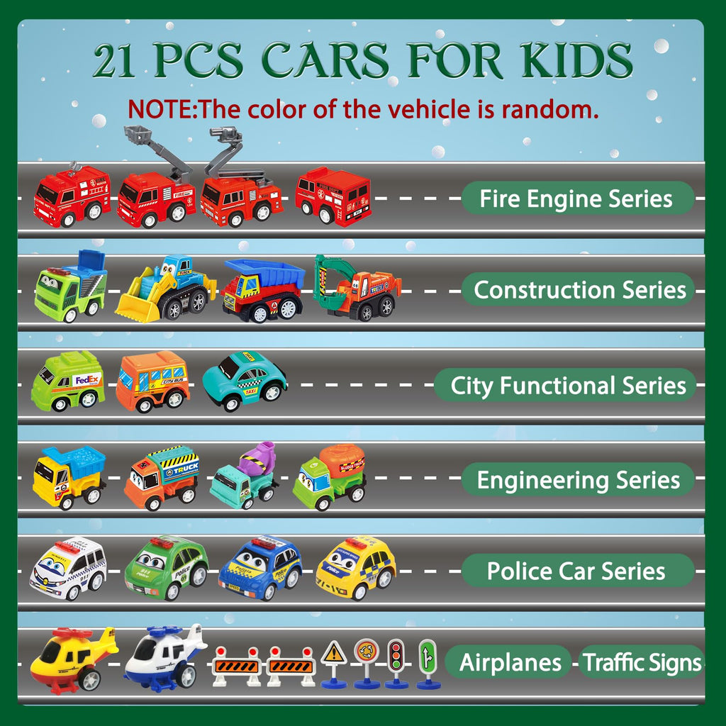 2026 Advent Calendar for Kids Boys, 24 Days Toy Cars with Scene Accessories