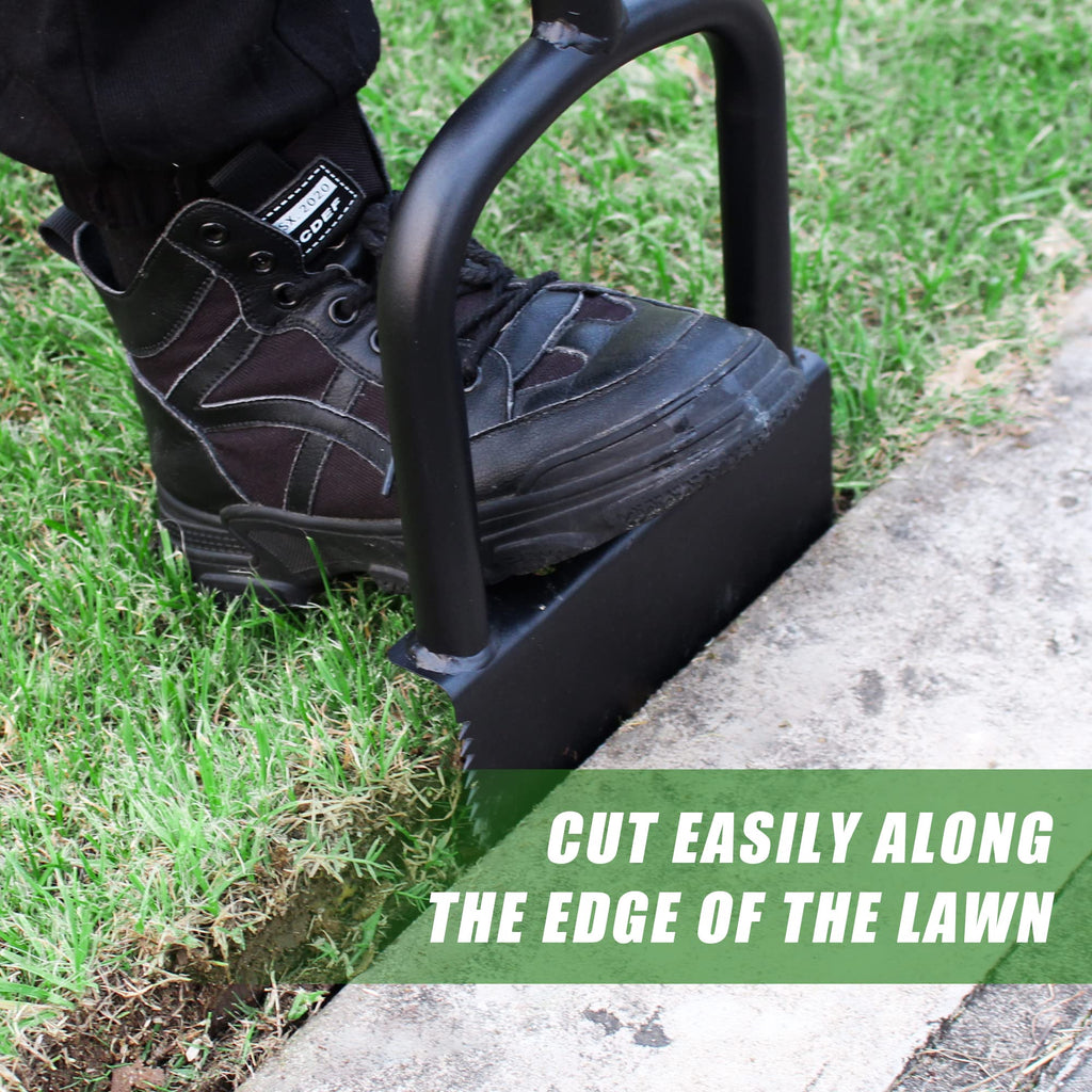 BARAYSTUS Height Adjustable Garden Edger Tool, Hand Steel Edger, Half Moon Lawn Edger, Saw-Tooth with Very Sharp Blade Manual Edger