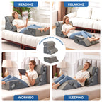 Ahpmeoa 6PCS Wedge Pillow Set for After Surgery, Back Pillow for Bed Sitting Up, Orthopedic Bed Wedge for Body, Leg Pain Relief, Memory Foam Pillow for Post Surgery, Sleeping, Acid Reflux, Gerd, Grey