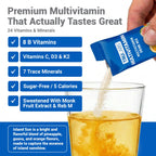 TRULABS Multivitamin Drink Mix – Island Sun Flavor with 24 Vitamins & Minerals, 8 B Vitamins, A, C, D3, E, K2, Sugar Free with Monk Fruit, Dairy Gluten Soy Free, Vegan (16 Stick Packs)