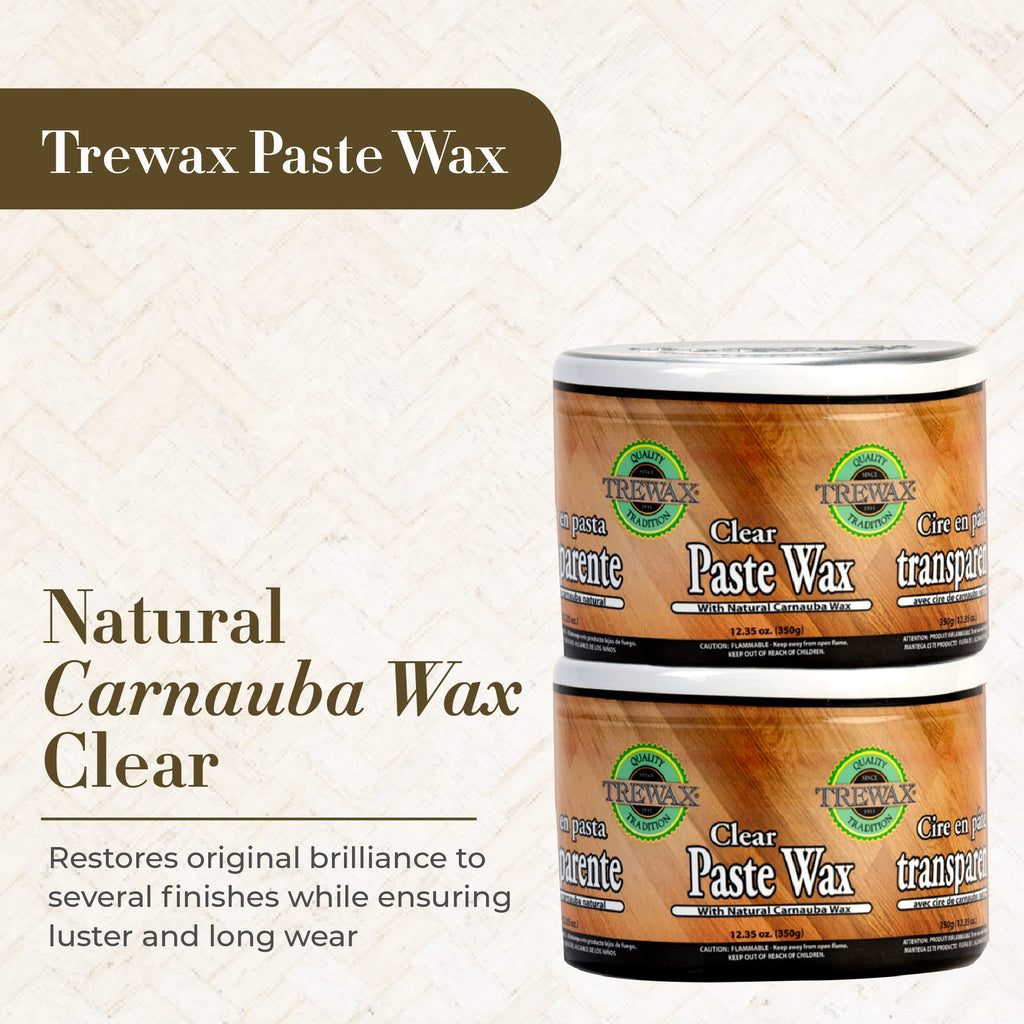 Trewax Paste Wax with Carnauba Wax, Clear, 12.35-Ounce, Pack of 2, Ideal on Hardwood Floors, Fine Furniture, Granite, Marble, and Bronze