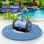 VINGLI Pool Vacuum Cleaner, Automatic Pool Sweeper for Ground&Inground Pools, Suction Side Wall-Climbing Sweeper with 39.6ft Tangle-Free Hose (Memory Blue&Gray)