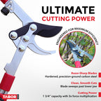 TABOR TOOLS GG21A Extendable Bypass Lopper with Compound Action, 27-40 Inch Telescopic Tree Trimmer & Branch Cutter, Long Reach Tree Pruner with 1 1/2 Inch Cut Capacity, Makes Clean Neat Cuts