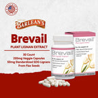 Barlean's Brevail Plant Lignan Extract Supplements, Women's Breast Health Supplement Capsules for Healthy Estrogen Balance, Vegan and Non-GMO, 30 Count