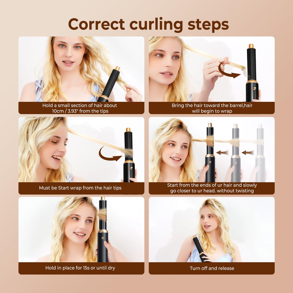 5 in 1 Blow Dryer Brush, Upgrade Hair Dryer Brush Air Curler Air Curling Wrap Styler, Detachable Hot Air Brush Negative Ion Curling Brush Iron, Hair Styling Tools for Drying Curling Straightening