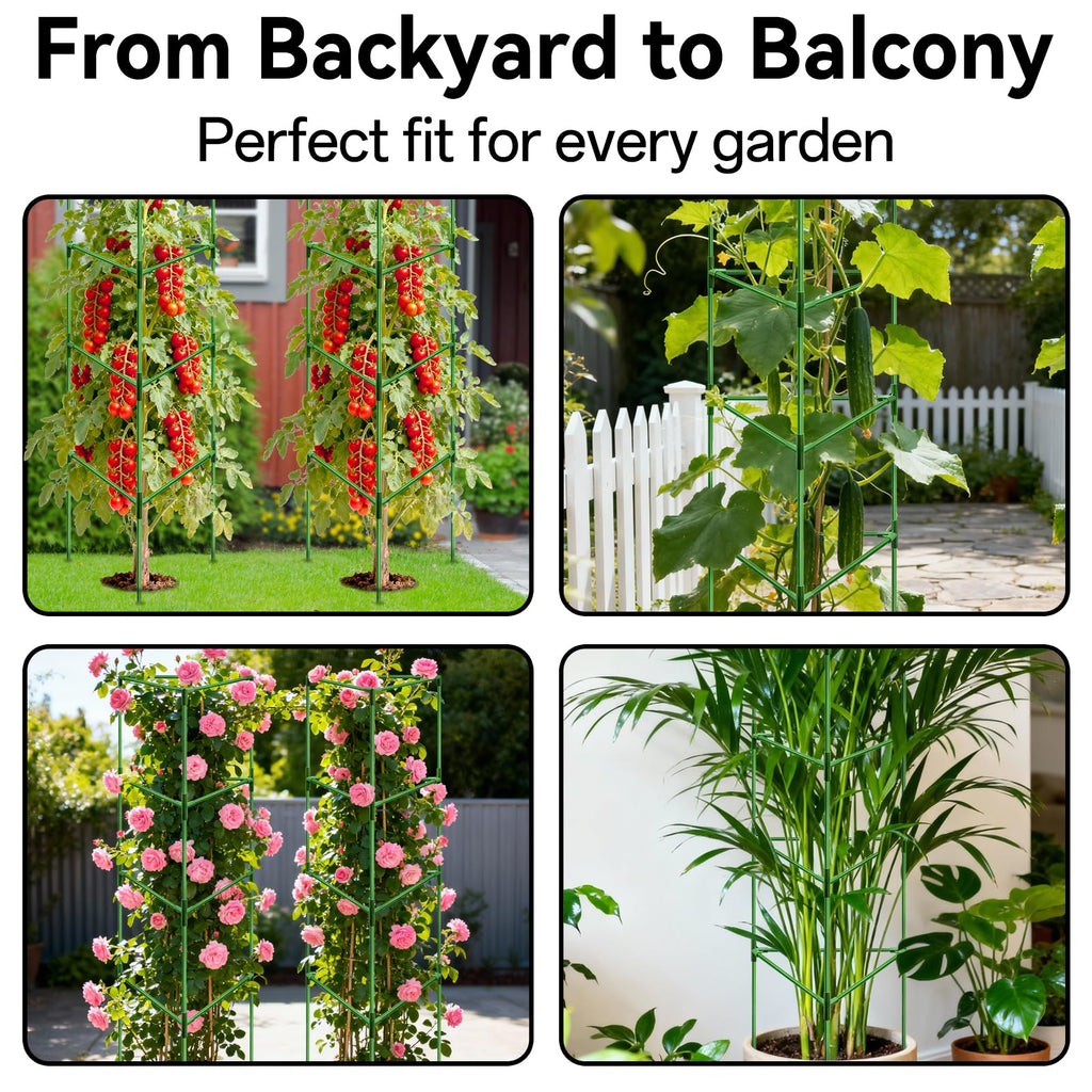 Halatool 57" Tall Tomato Cages, 4 Pack Heavy Duty Plant Support for Garden