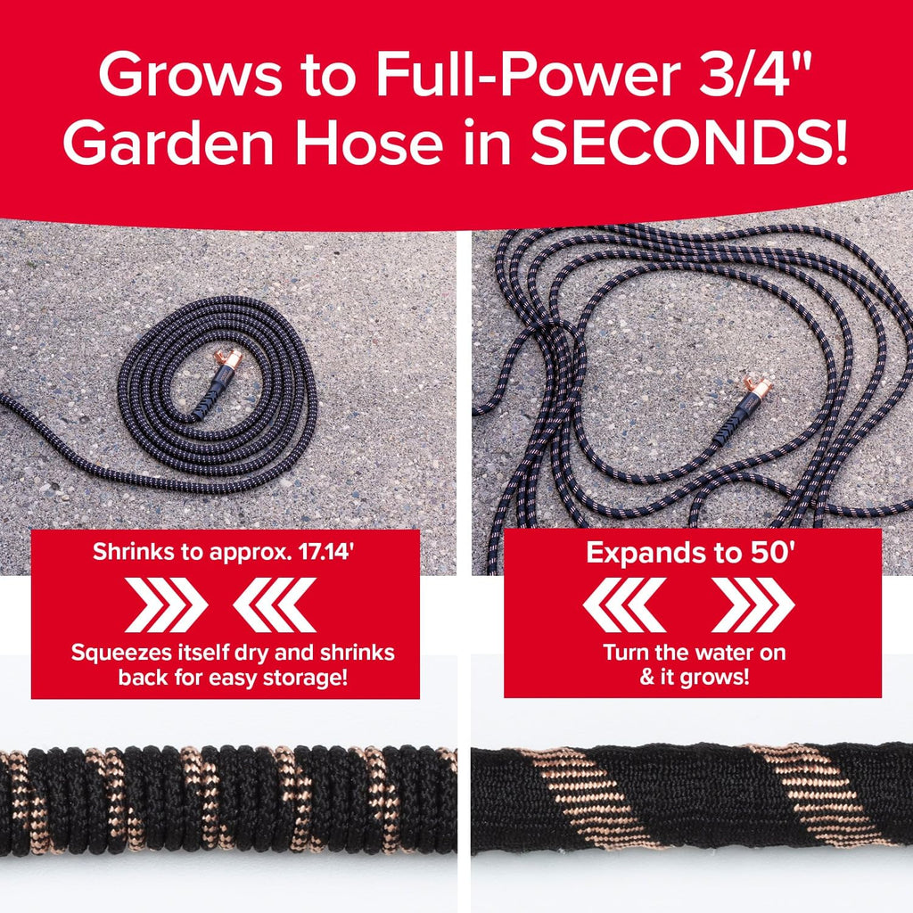 Pocket Hose Copper Bullet 50 FT Expandable Garden Hose, 10-Pattern Nozzle
