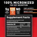 Body Fortress 100% Creatine Monohydrate Powder - Unflavored Micronized Creatine Supplement for Muscle Growth, Strength & Recovery, Pre Workout & Post Workout for Women and Men - 5g Per Scoop