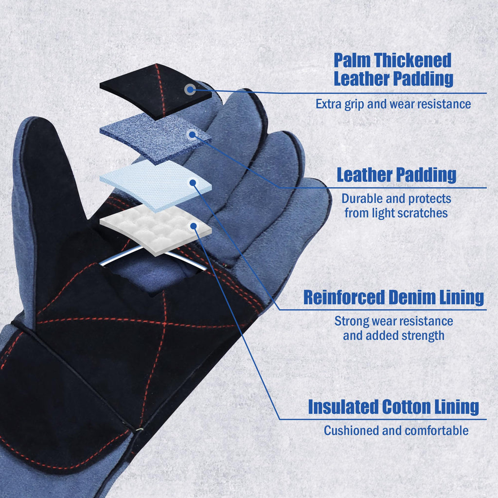 IC ICLOVER Animal Handling Gloves, Snake Bite Proof Gloves, Double Leather