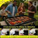 GrandAutocts Flat Top Grill Cleaner Kit， Grill & Griddle Cleaner - Non-Toxic Food Safe & Non-Caustic Formula, Removes Burnt-On Grease/Carbon (2 Pcs + Cleaning Tools)