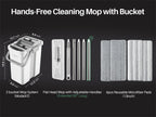 JOYMOOP Mop and Bucket Set, Flat Mop Flat Head, Microfiber Dust Mops for Household & Commercial Wall Cleaner with Long Handle, Hands-Free Floor Cleaning