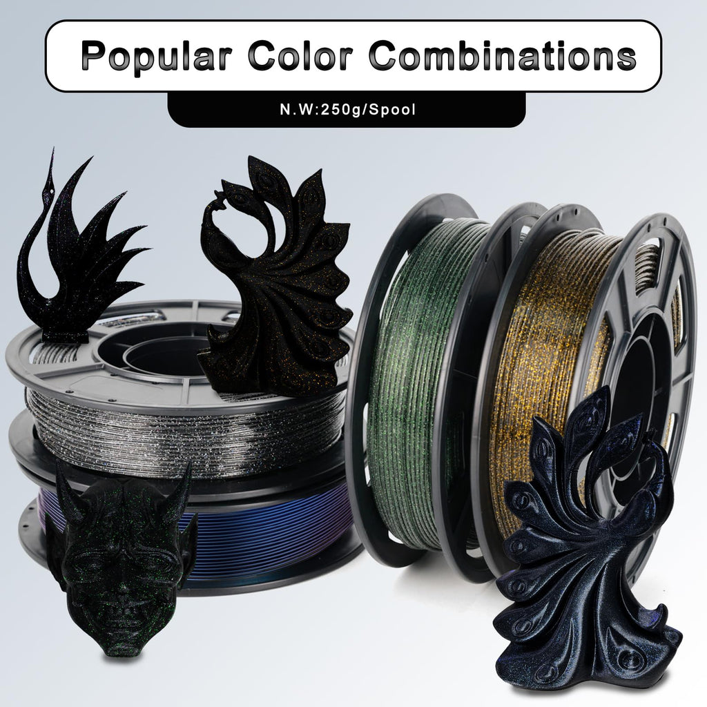 YOUSU Glow in The Dark TPU 3D Printer Filament Bundle,Gray