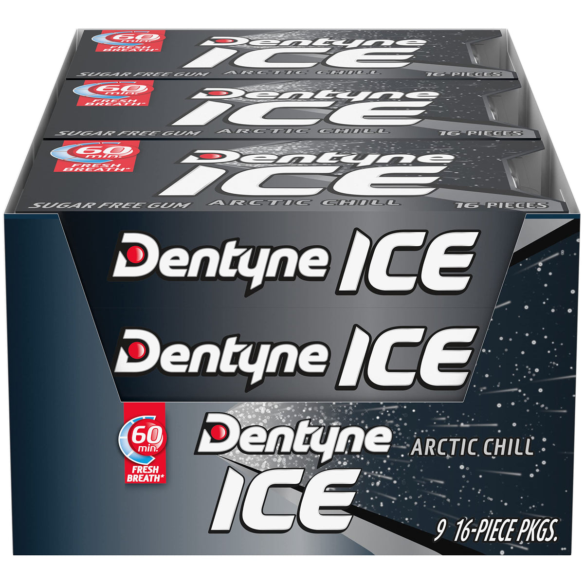 Dentyne Ice Arctic Chill Sugar Free Gum, 9 Packs of 16 Pieces (144 Pieces)