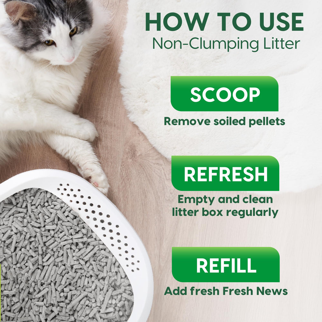 Fresh News Original Pellet Non-Clumping Paper Cat Litter, 25 Pound
