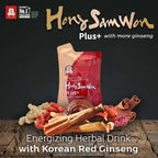 CheongKwanJang Hong Sam Won Plus - Korean Red Ginseng Drink, Korean Red Panax Ginseng Extract Drinks, Pre Workout Energy Drink for Men & Women, Korean Food, Boost Productivity - 60 Pouches