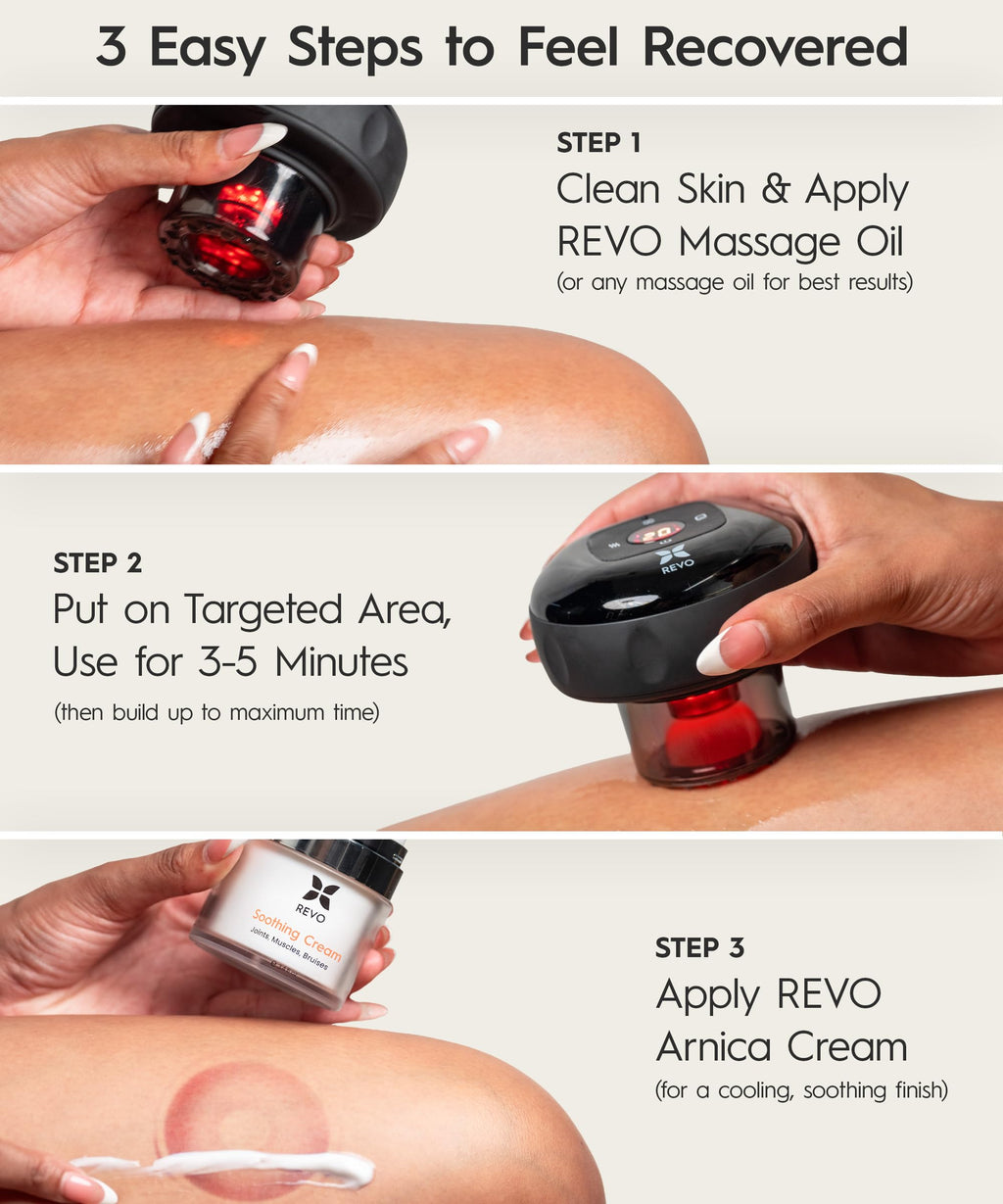 REVO The Original 4-in-1 Smart Cupping Massager with LED Light, Heat, Dynamic Suction & Vibration Massage, Portable Cordless Rechargeable Cupping Device for Body- 1 Pack