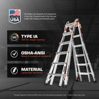 Little Giant Velocity M18 Multi-Position Aluminum Ladder, A-Frame, Extension, 90-Degree and Trestle Modes, Lightweight with Slip-Resistant Feet and Wheels, 300 lb. Type IA, 18-Ft Reach, 15417-001