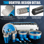 Diamond Tile Hole Saw Kit - 14 PCS Set Including 6/6/8/20/25/35/50/75/100mm Drill Bits, 20mm Finger Bit, 50mm Beveling Chamfer Bit, and 5" Diamond Blades for Tile, Ceramic, Porcelain, and Marble